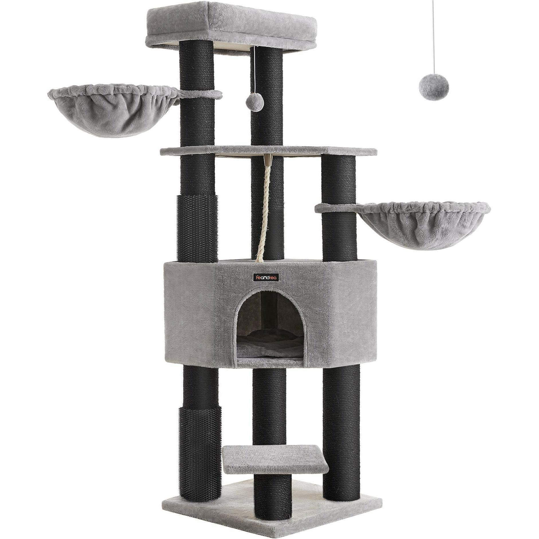 Meilleurs prix pour Feandrea Liam (160 cm, Gris pigeon-Noir), Arbre à chat