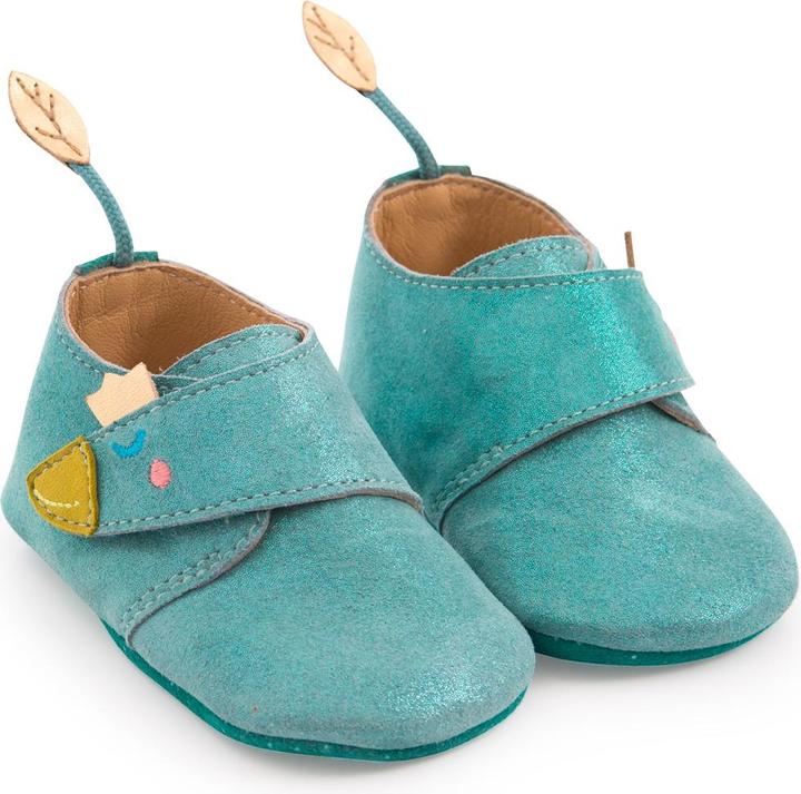 Image du produit Moulin Roty Chaussons en cuir oie bleue 0/6 mois, Le Voyage d'Olga (16, 17)