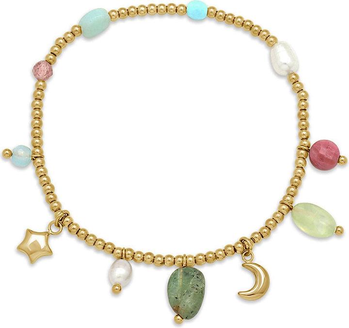 Image du produit Leyda Bracelet charms acier inoxydable (18 cm, Pierres, Acier inoxydable Jaune doré 18K)