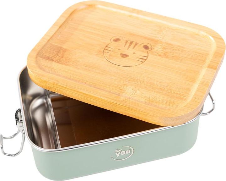 Actual product image For You Lunch box for children - Mint Tiger | Stainless steel | 850 ml