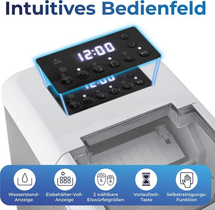 Produktbild KLAMER Eiswürfelmaschine 2.1 L Wassertank, 120 W Ice Maker