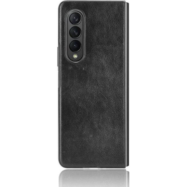 Thumbnail - MU Classic Litchi Leder Hardcase Hülle (Samsung Galaxy Z Fold3), Smartphone Hülle, Schwarz