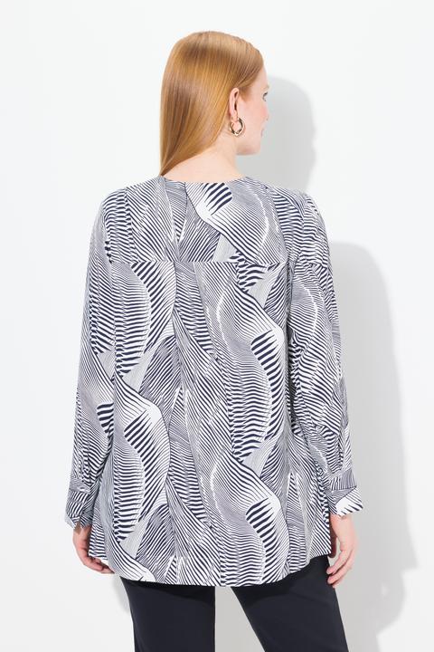 Produktbild Ulla Popken Tunika, Satin, V-Ausschnitt, Zierfalte, Langarm (58)