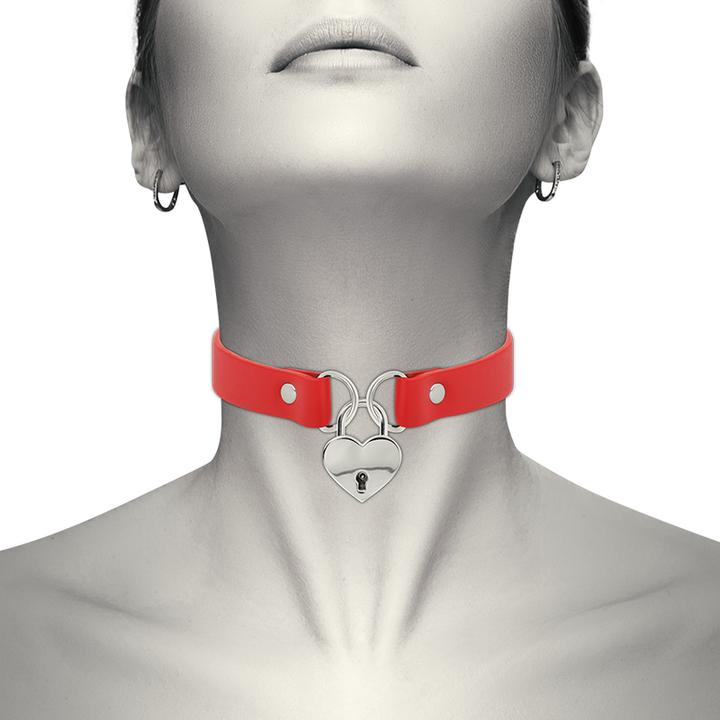 Coquette Chic Desire Hand Crafted Choker Keys Heart - Red