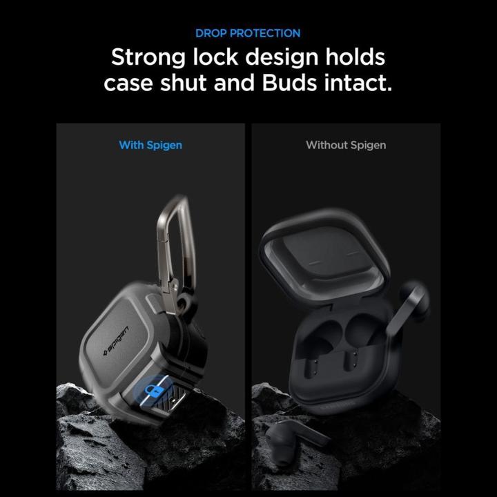Actual product image Spigen - Lock Fit (ACS11202) - Samsung Galaxy Buds 4 / Buds 4 Pro - Matte Black
