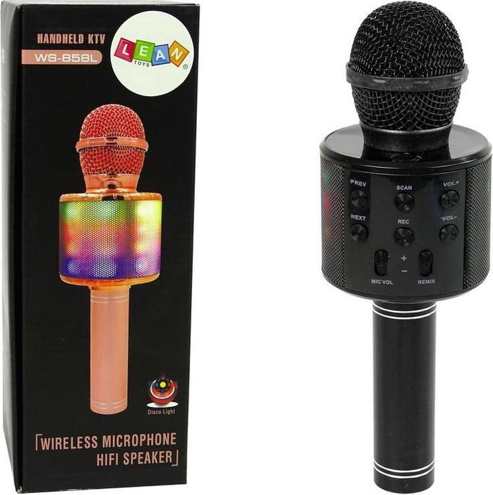 Actual product image Lean Toys WS-858 wireless karaoke microphone with speakers and recording function, black