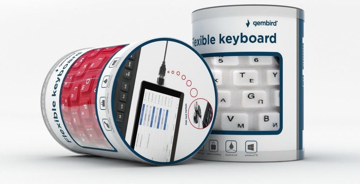 Produktbild Gembird FLEXIBLE USB ENG/Juodas KB-109F-B (DE, Kabelgebunden)