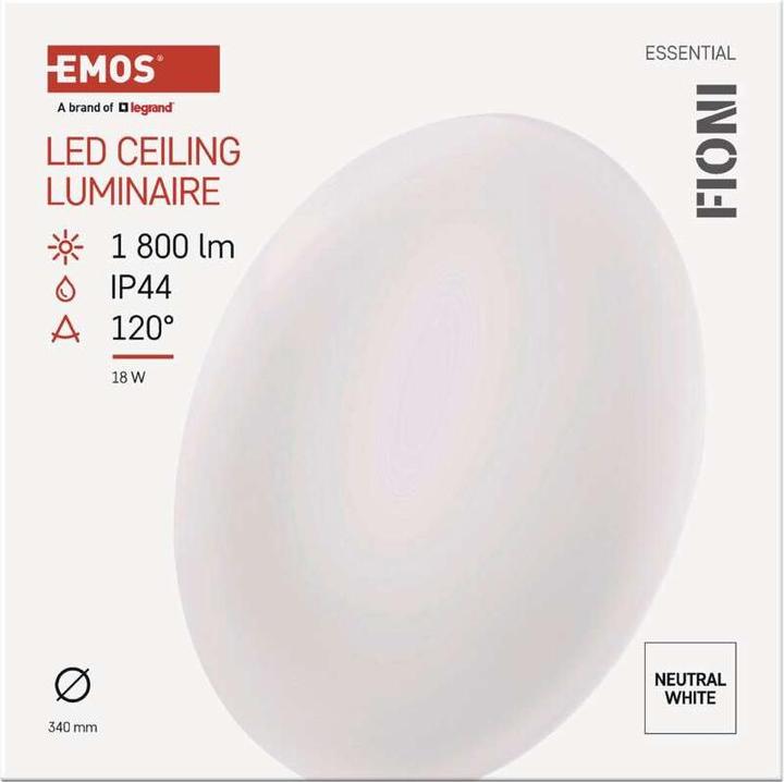 Image du produit Emos Plafonnier LED FIONI, rond, blanc 18W blanc neutre, IP44 (1800 lm)