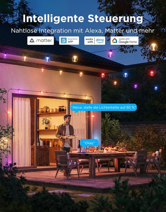 Image du produit Govee LED Lichterkette Smart RGBICW Clear V2 (15 m)