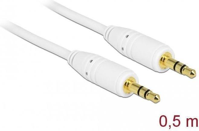 Produktbild Delock Klinkenkabel 3,5 mm 3 Pin Stecker > Stecker 0,5 m weiss (0.50 m)