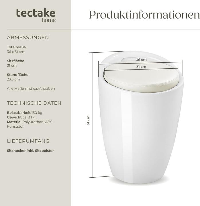 Actual product image tectake Bathroom stool