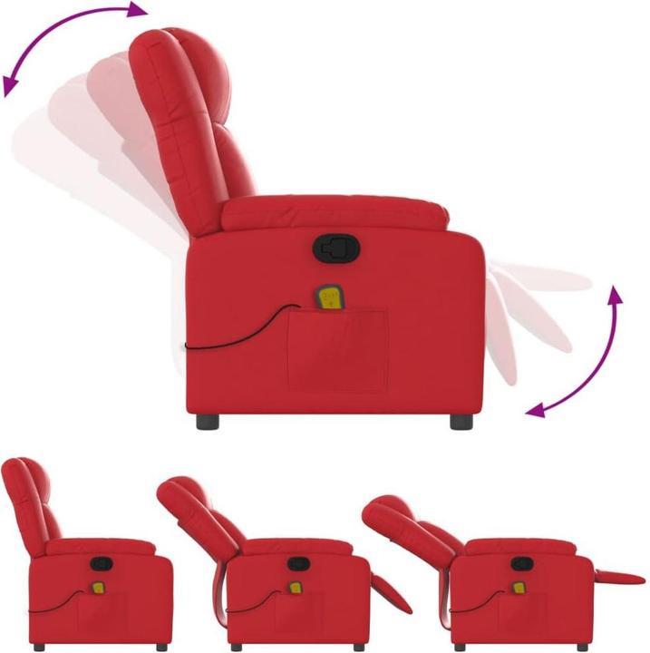Produktbild vidaXL Massagesessel Fernsehsessel Relaxsessel Sessel Liegesessel Rot Kunstleder
