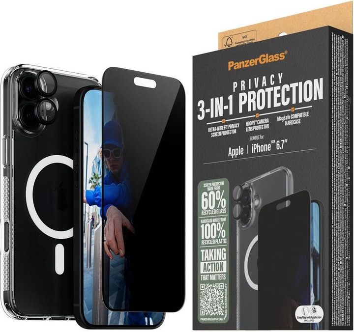 Actual product image PanzerGlass Privacy (1 Piece, Apple iPhone 16 Plus)