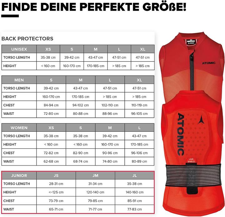 Produktbild Atomic LIVE SHIELD Vest JR Red (S, Einzelstück)