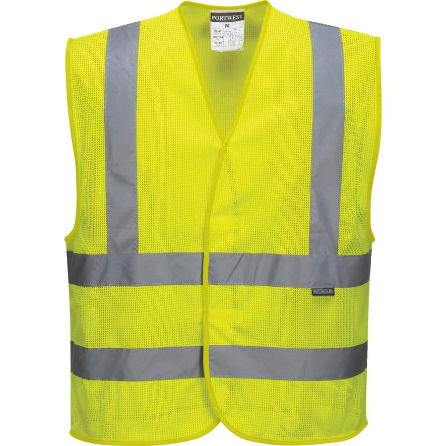 Portwest, Gilet di sicurezza, Gilet alta visibilità spalla riflettente 2XL/3XL giallo avvertimento, raffreddamento MeshAir