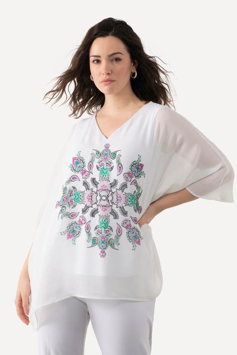 Produktbild Ulla Popken Tunika, doppellagig, Oversized, V-Ausschnitt, Halbarm (54)