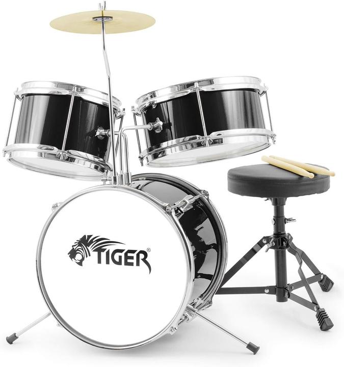 Produktbild Tiger Junior Drumkit für Anfänger, 3-teilig mit Snare, Tom, Basstrommel, Becken und Zubehör (Acoustic-Drum)