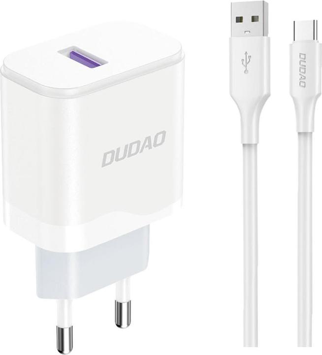 Produktbild Dudao A20EU USB-A 18W Wandladegerät – Weiss + USB-A – USB-C-Kabel (18 W)