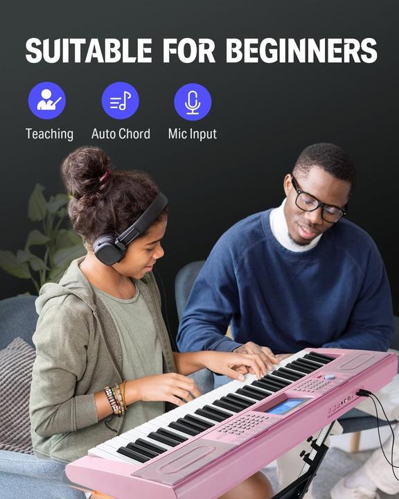 Actual product image Donner Electronic Keyboard Kit with 61 Keys, 249 Voices, Stand, Stool, Microphone (61 Keys)