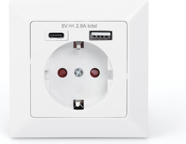 Actual product image Digitus Safety Plug for Flush Mounting with 1 x USB Type-C™, 1 x USB A