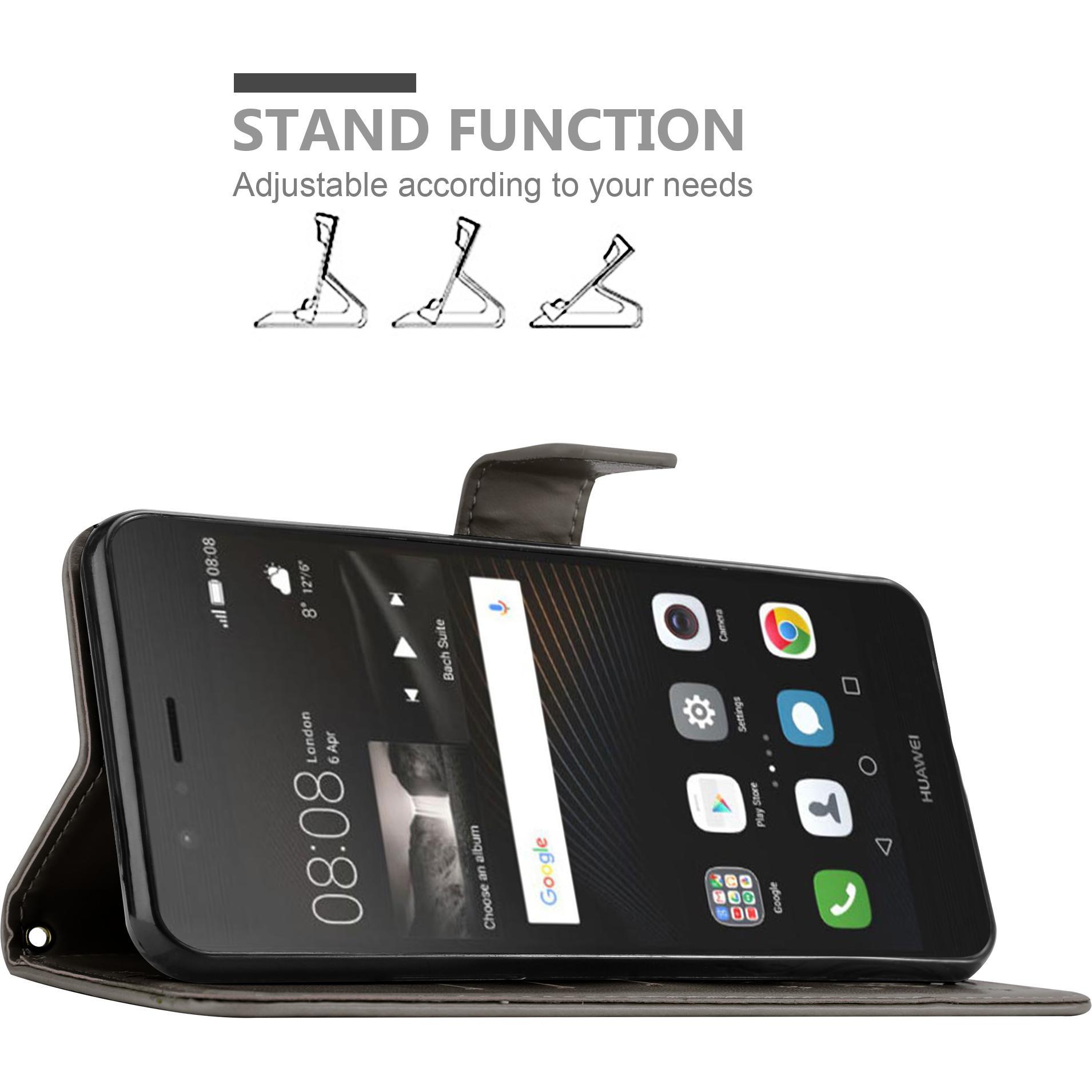 Thumbnail - Cadorabo Flower Book Cover (Huawei P9 Lite), Smartphone Hülle, Grau