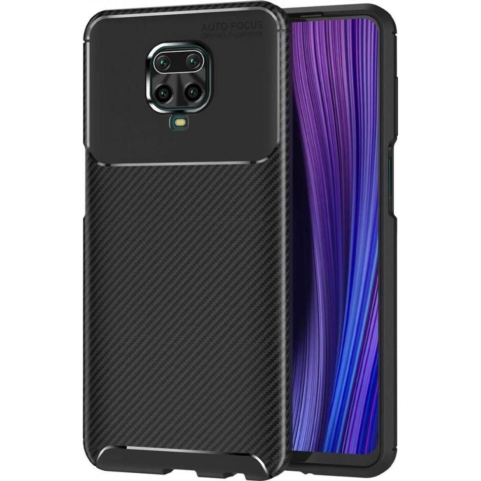 Screenguard Xiaomi Redmi Note 9 Pro Hülle Carbon Design TPU Case (Xiaomi Redmi Note 9 Pro), Smartphone Hülle, Schwarz