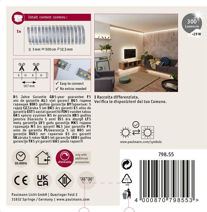 Actual product image Paulmann MaxLED (Warm white, 500 cm, Indoor)