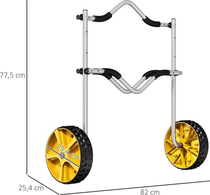 Immagine prodotto SportNow Carrello per kayak in alluminio, plastica gialla