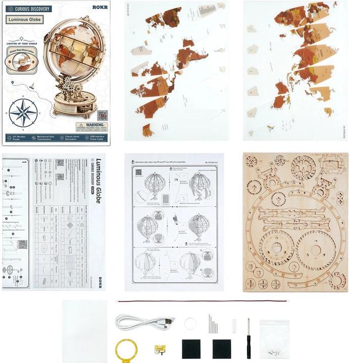 Image du produit Rokr Luminous Globe - Kit de construction en bois 3D