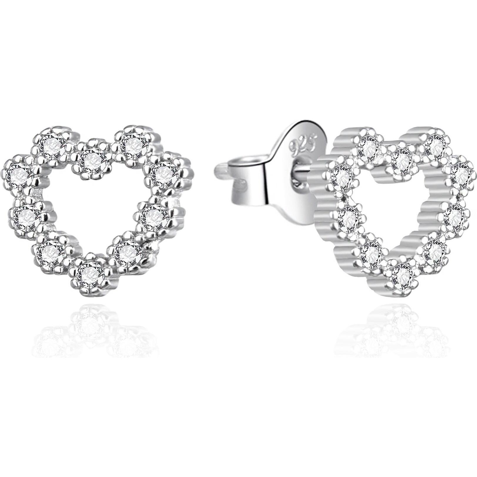 Agato, Orecchini, - Sparkling Silver Heart Earrings AGT-E206PW