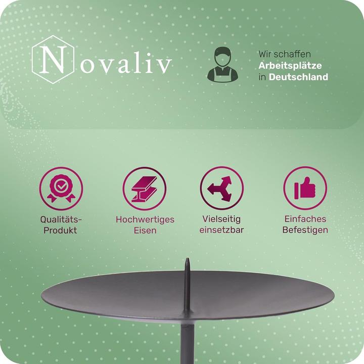 Produktbild Novaliv 4x Kerzenpick | Dorn, 6 cm SCHWARZ | Kerzenhalter für Adventskranz Kerzenpin Weihnachtskranz