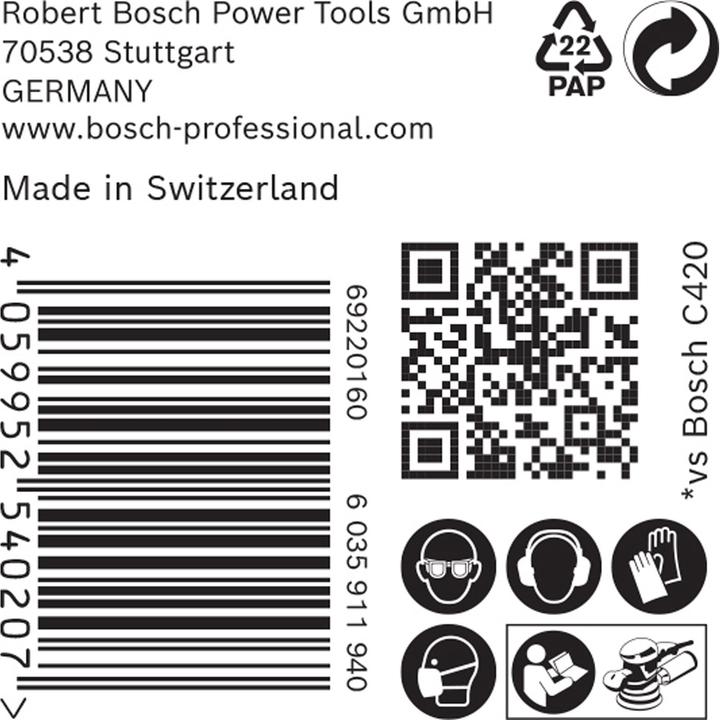 Immagine prodotto Bosch Professional Zubehör EXPERT M480 Rete di levigatura per levigatrice rotorbitale, 125 mm, G 120, 50 pezzi (120)