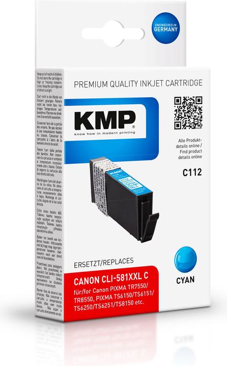 Actual product image KMP C112 Ink Cartridge compatible with Canon CLI-581XXL (C)
