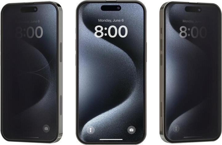 Produktbild prio Panzerfolie Blickschutz für iPhone 16 15 schwarz PSG-1656 (1 Stk., Apple iPhone 15, Apple iPhone 16)