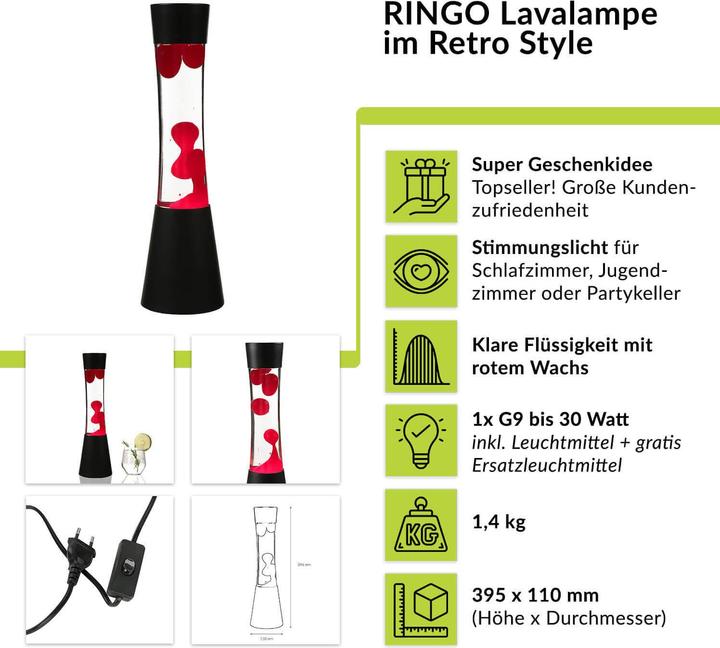 Etichetta energetica Licht-Erlebnisse Lampada a lava Ringo (210 lm, G9)