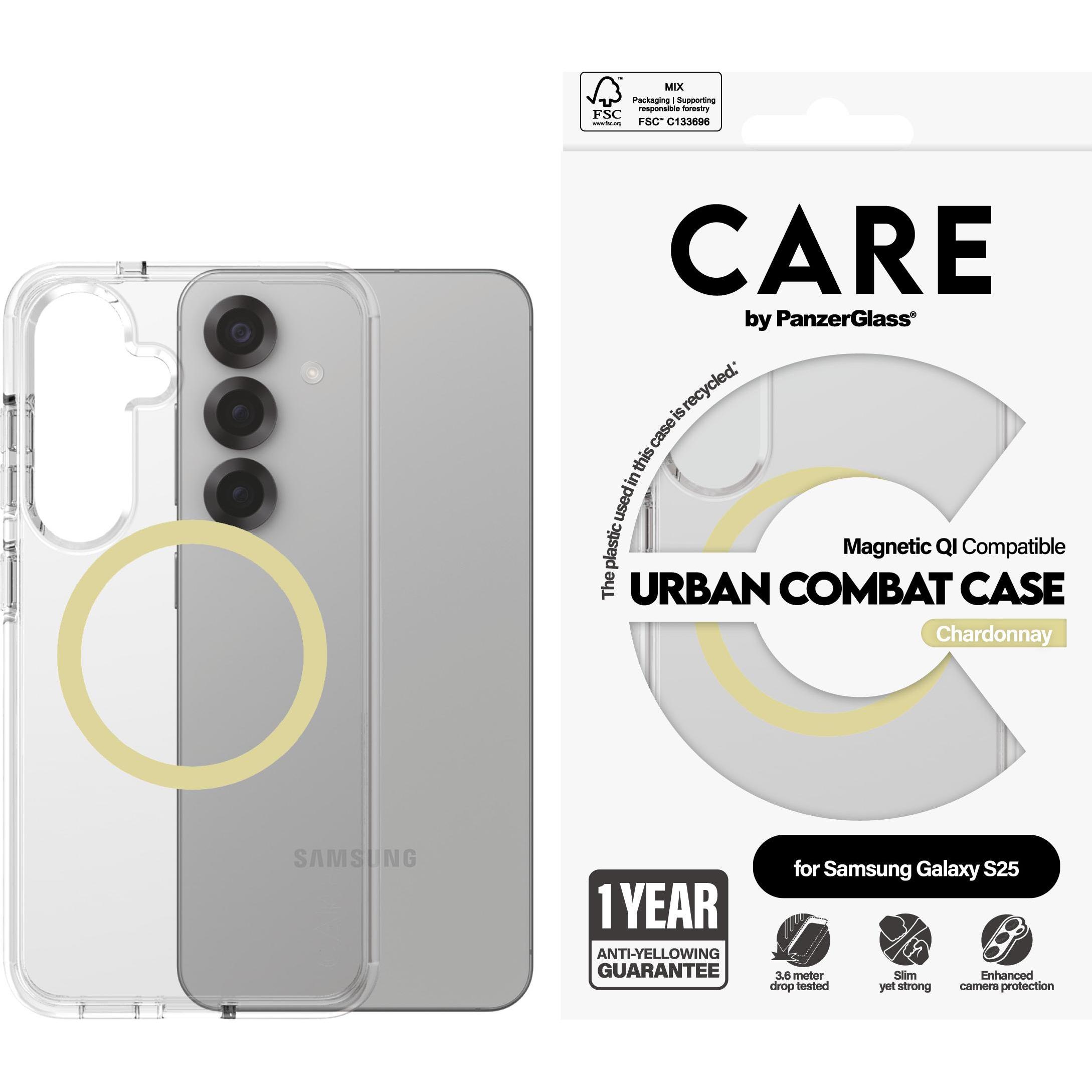 Thumbnail - PanzerGlass CARE by Flagship Case Transparent Urban Combat m. Chardonnay Qi Compatible Samsung Gal (Samsung Galaxy S25)...