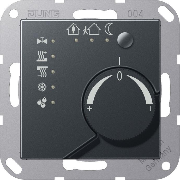 JUNG Raumtemperaturregler UP A KNX anth glz A2178TSANM, Thermostat, Grau