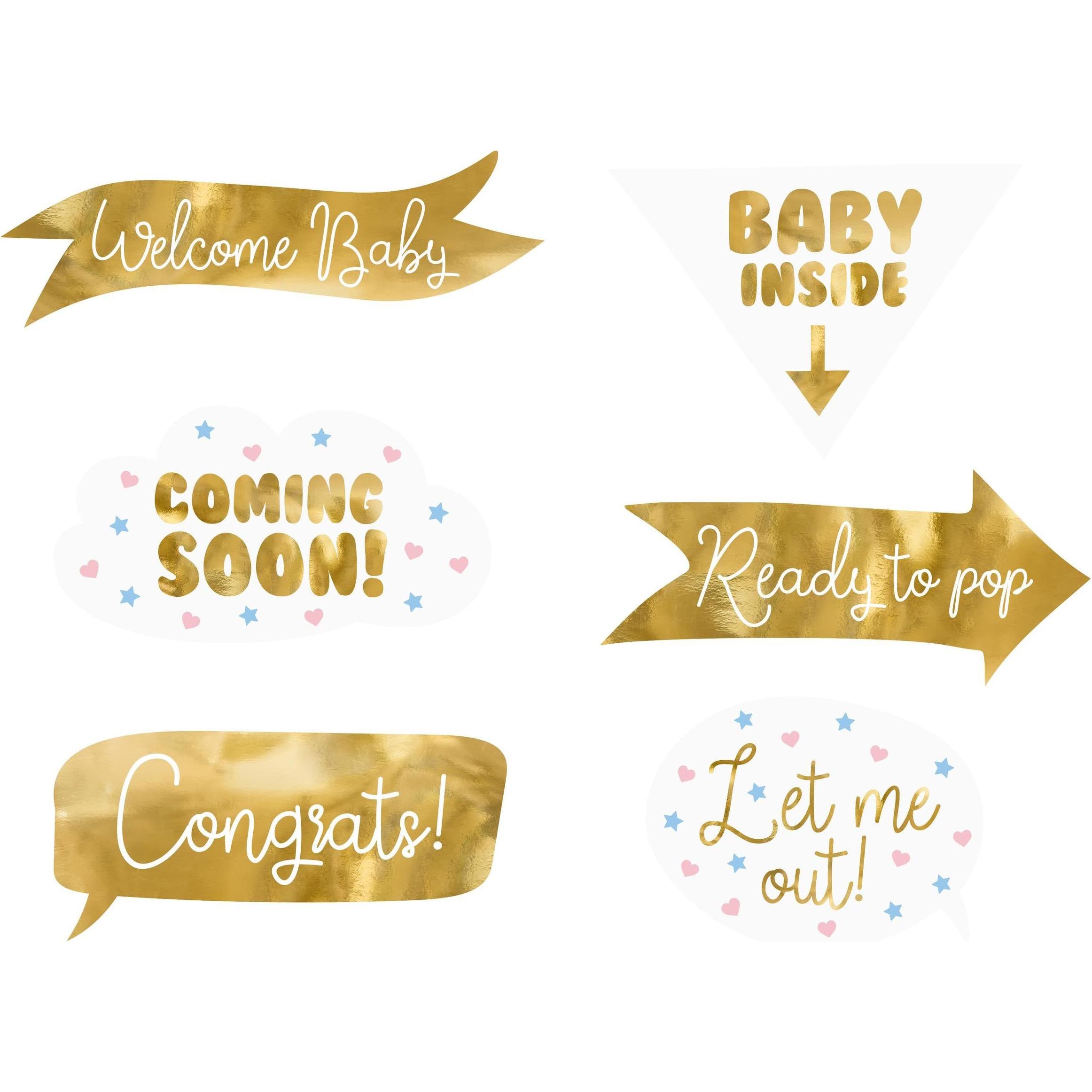 Partydeco Partyaccessoire Baby Shower 6-teilig, Gold