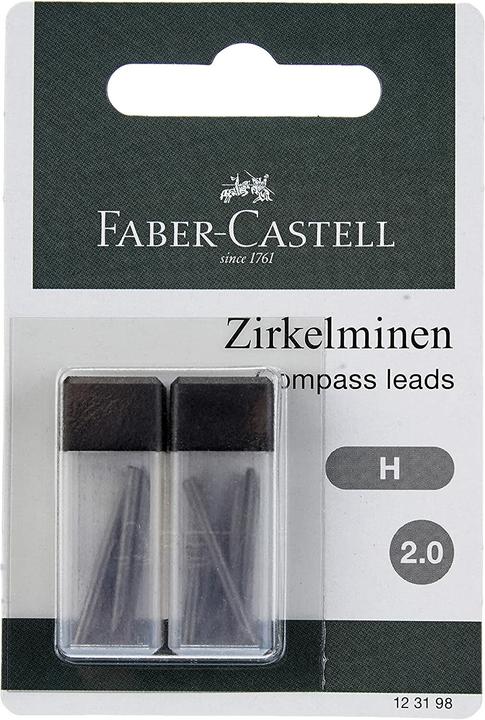 Image du produit Faber-Castell Mines de compas H 2mm, 2x6 pièces (Recharge pour boussole, Transparent, Noir, 2 mm)
