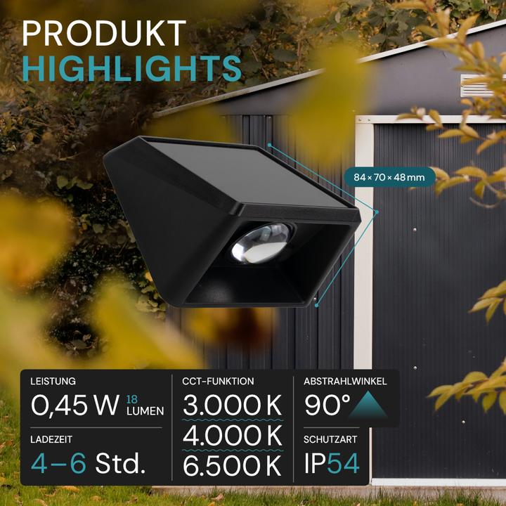 Produktbild Luxula Solar Wandleuchte Aussen, 1-flg, CCT, IP54 (18 lm, IP54)