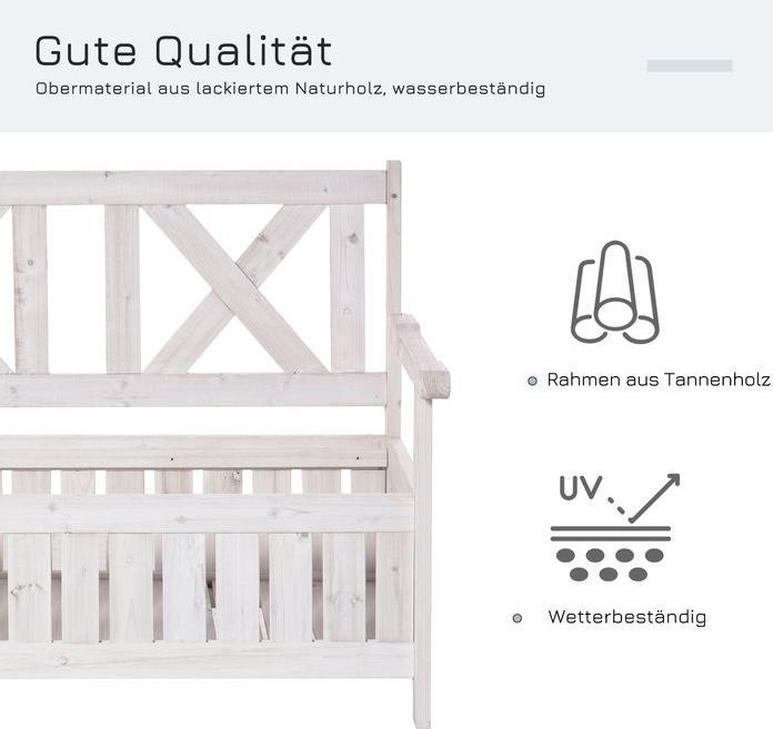 Produktbild Swisshandel24 Gartensitzbank 2-Sitzer mit Stauraum Tanne 115x61x85 cm