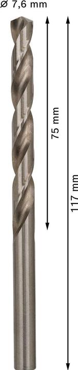 Immagine prodotto Bosch Professional Zubehör Trapano PRO Metal HSS-G, 7,6 x 75 x 117 mm (7,6 mm)