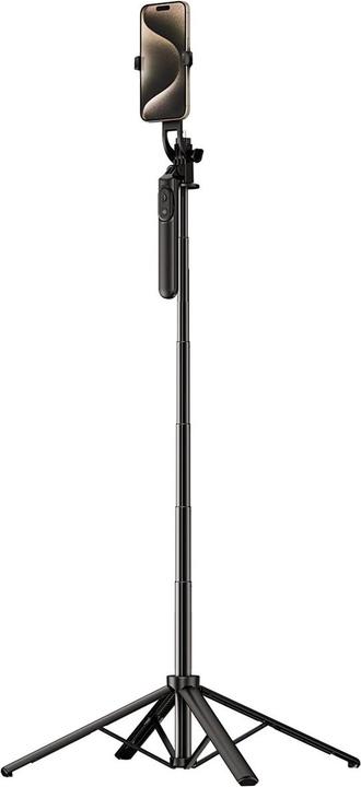 Hurtel Selfie stick WH181-Y1S 1,75 m telescopisch statief van aluminiumlegering met telefoonhouder - zwart