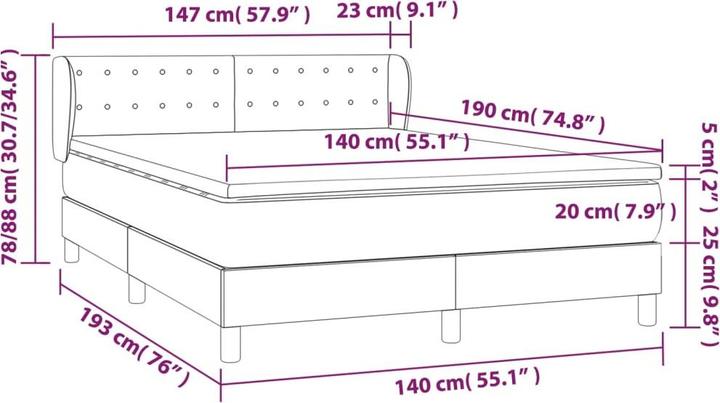 Immagine prodotto vidaXL Boxspringbett (140 x 190 cm)