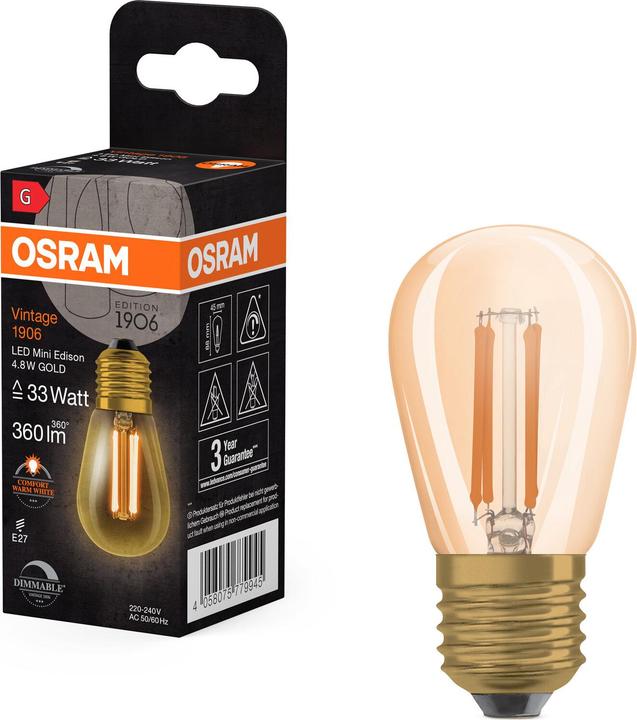 Produktbild Osram Vintage 1906 Led Classic Edison (E27, 4.80 W, 360 lm, 1 x, G)