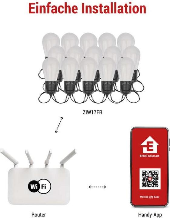 Image du produit Emos GOSMART LED LIGHT CHAIN 15x PARTY BULBS, 15 M (15 m)