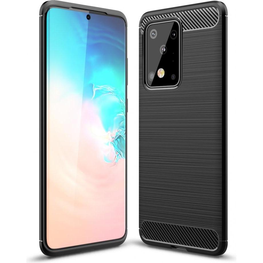Thumbnail - Screenguard Samsung Galaxy S20 Ultra Hülle Carbon Brushed Soft TPU (Samsung Galaxy S20 Ultra), Smartphone Hülle, Schwarz