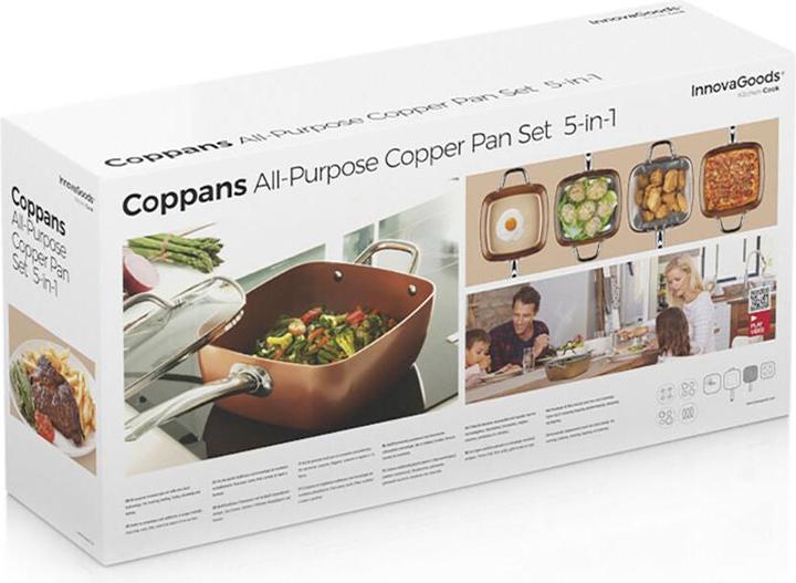Immagine prodotto InnovaGoods Brasiera con accessori - rame (24 cm, Pirofila + casseruola, Ceramica, Alluminio)