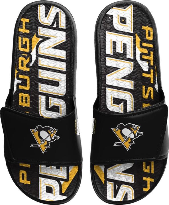 Actual product image Foco Pittsburgh Penguins Bathroom Slippers NHL GEL Sport Slides - 48/4 (48, 49)