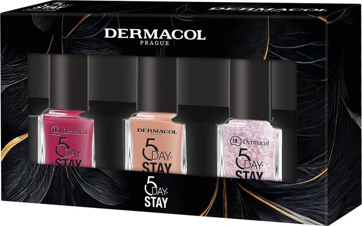 Immagine prodotto Dermacol Collezione di smalti 5 Day Stay (Luce diurna, Cherry Blossom, Fascino fortunato, Smalto per unghie effetto gel)